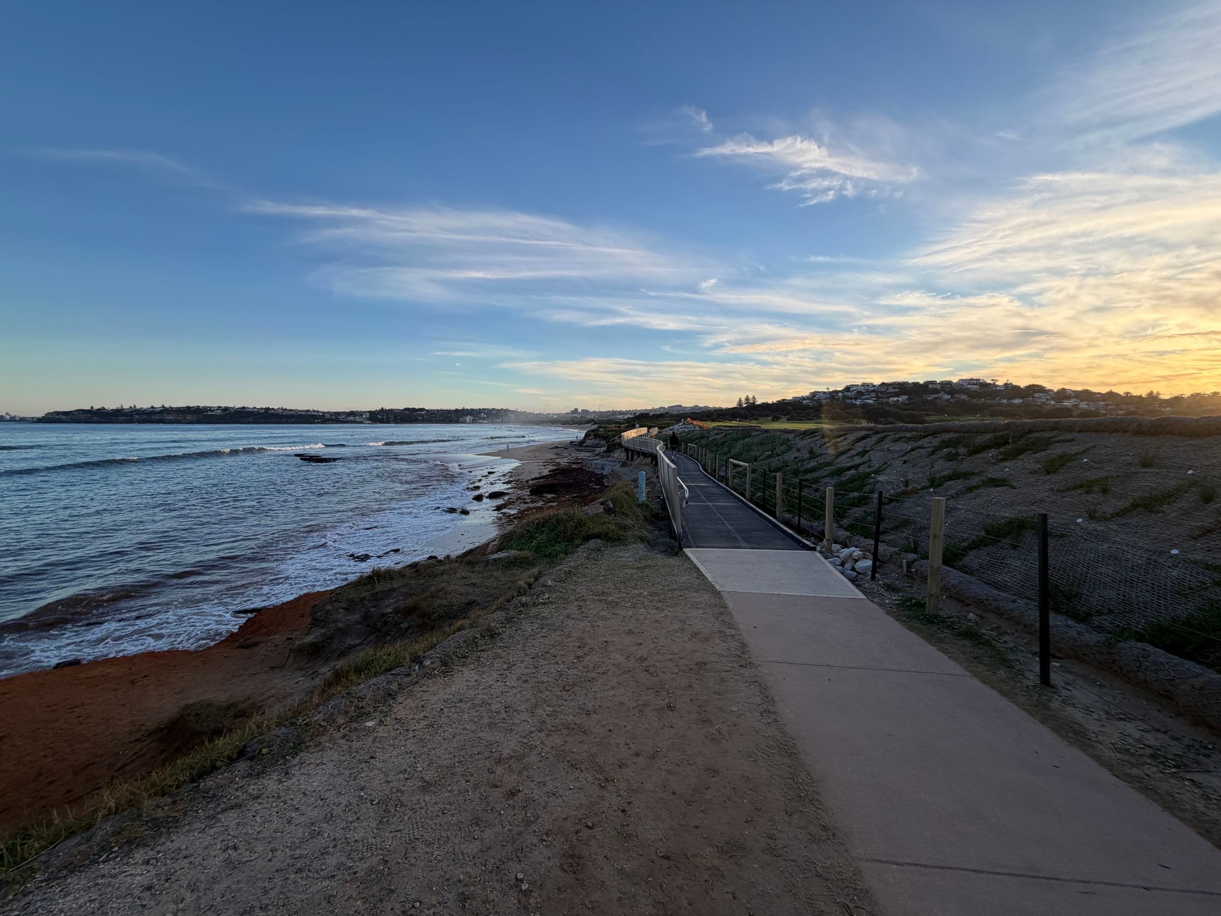 Long Reef from the clifftop path at sunset